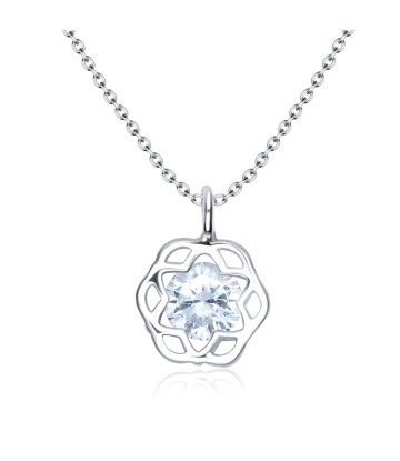 Flower Star CZ Silver Necklace SPE-3205